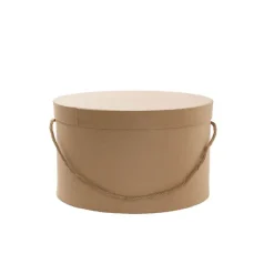 Flower Hat Box Grande Round Kraft Brown Set 3 (25Dx15cmH)