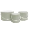 Flower Hat Box Grande Round Sage Green Set 3 (25Dx15cmH)