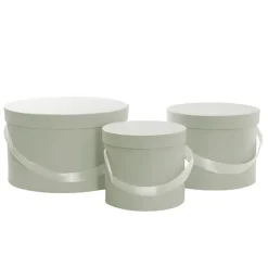 Flower Hat Box Grande Round Sage Green Set 3 (25Dx15cmH)