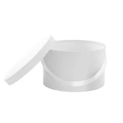 Flower Hat Box Grande Round White Set 3 (25Dx15cmH)