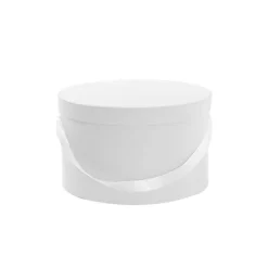 Flower Hat Box Grande Round White Set 3 (25Dx15cmH)