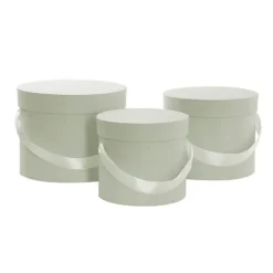 Flower Hat Box Petite Round Sage Green Set 3 (17Dx13.5cmH)