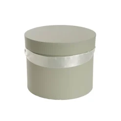 Flower Hat Box Petite Round Sage Green Set 3 (17Dx13.5cmH)