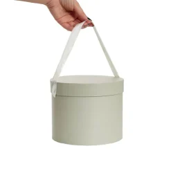 Flower Hat Box Petite Round Sage Green Set 3 (17Dx13.5cmH)