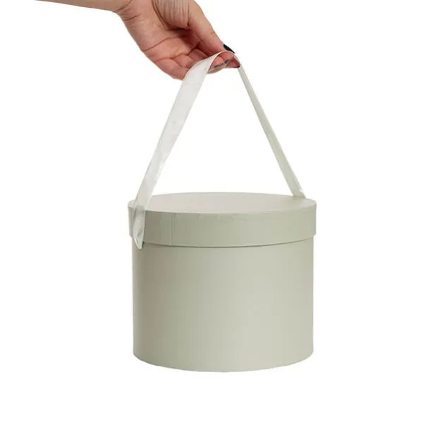 Flower Hat Box Petite Round Sage Green Set 3 (17Dx13.5cmH)