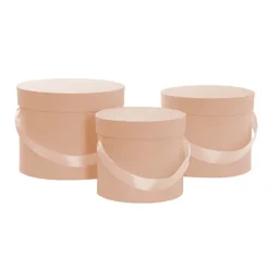 Flower Hat Box Petite Round Apricot Peach Set 3(17Dx13.5cmH)
