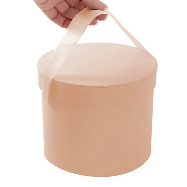 Flower Hat Box Petite Round Apricot Peach Set 3(17Dx13.5cmH)