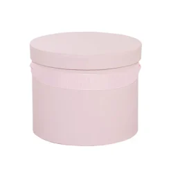 Flower Hat Box Ribbon Round Set 3 Baby Pink (18.5cmx15cmH)