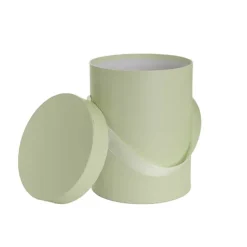 Flower Hat Box Tall Round Sage Green Set 3 (24.5Dx30cmH)