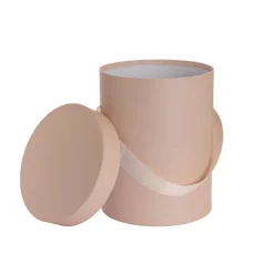 Flower Hat Box Tall Round Blush Pink Set 3 (24.5Dx30cmH)
