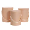 Flower Hat Box Tall Round Apricot Peach Set 3 (24.5Dx30cmH)