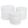 Flower Hat Box with Ribbon Round Set 3 White (18.5cmx15cmH)
