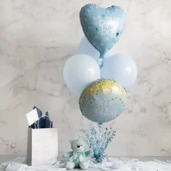 Foil Balloon 18" Baby Boy Heart Soft Blue (45cmD)