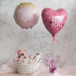 Foil Balloon 18" Baby Girl Heart Hot Pink (45cmD)