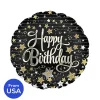 Foil Balloon 17" (42.5cm Dia) Happy Birthday Stars Black