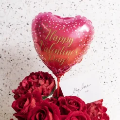 Foil Balloon 9" (22.5cm Dia) Happy Valentine's Day Hot Pink
