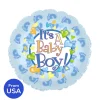 Foil Balloon 17" (42.5cm Dia) It's A Baby Boy Footprints