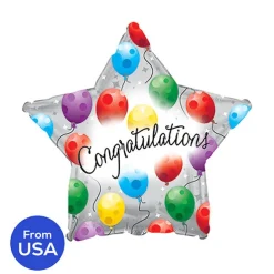 Foil Balloon 17" (42.5cm Dia) STAR Congratulations Silver