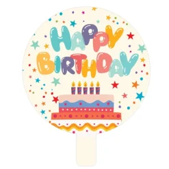 Foil Balloon 9" (22.5cmD) Air Fill Round Happy Birthday Cake