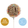 Foil Balloon 9" (22.5cmD) Air Fill RND Floral Get Well Soon