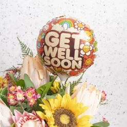 Foil Balloon 9" (22.5cmD) Air Fill RND Floral Get Well Soon