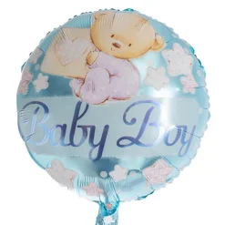 Foil Balloon 18" (45cmD) Baby Boy Teddy Bear Blue
