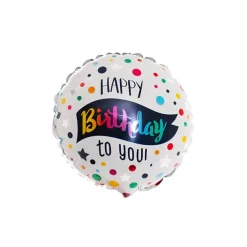 Foil Balloon 9" (22.5cmD) Happy Birthday To You White