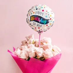 Foil Balloon 9" (22.5cmD) Happy Birthday To You White