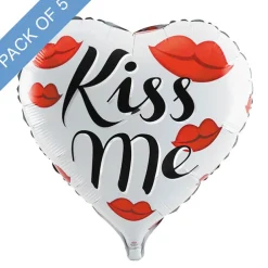 Foil Balloon 18" (45cmD) Pack 5 Heart Shape Kiss Me
