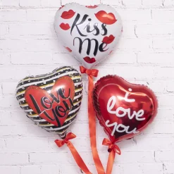 Foil Balloon 18" (45cmD) Pack 5 Heart Shape Kiss Me