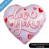 Foil Balloon 18" (45cmD) Pack 5 Love you Heart