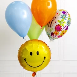 Foil Balloon 18" (45cmD) Pack 5 Round Smiley Face Yellow
