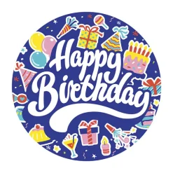 Foil Balloon 9" (22.5cmD) Pack 5 Round Happy Bday Party