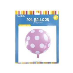 Foil Balloon 18" (45cmD) Pack 5 Round Large Dot Baby Pink