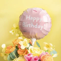 Foil Balloon 9" (22.5cmD) RND Happy Birthday Confetti Pink