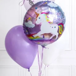 Foil Balloon 18" (45cmD) Round Happy Birthday Unicorn