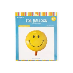 Foil Balloon 18" (45cmD) Round Smiley Face Yellow