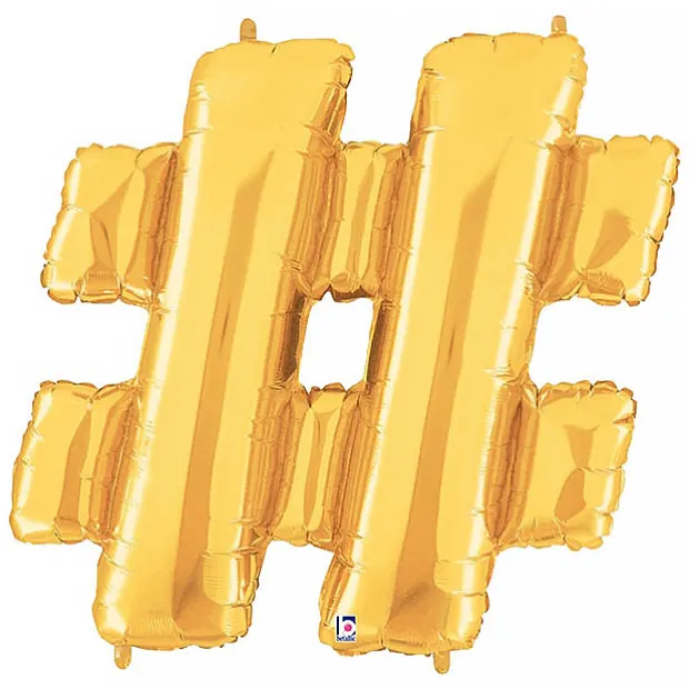 Foil Balloon 40" (101.6cmH) Hashtag '#' Gold