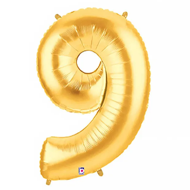 Foil Balloon 40" (101.6cmH) Number '9' Gold