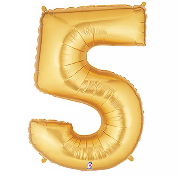 Foil Balloon 40" (101.6cmH) Number '5' Gold