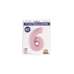 Foil Balloon 40" (101.6cmH) Number '6' Pastel Pink