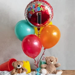 Foil Balloon 17" Happy 1st Birthday Red (43cmD)