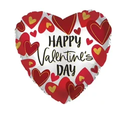 Foil Balloon 17" Happy Valentine's Day Heart Silver