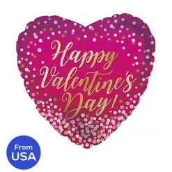 Foil Balloon 17" Happy Valentine's Day Heart Hot Pink
