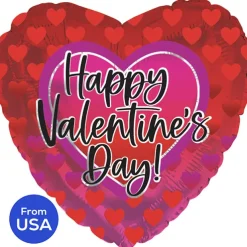 Foil Balloon 17" Happy Valentine's Day Heart Gradient Red