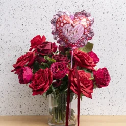 Foil Balloon 12" I Love You Hearts Ruffle Pink & Red