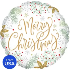 Foil Balloon 17" Merry Christmas Gold & Mint