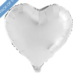 Foil Balloon 18" Pack 5 Heart Shape Pearl White (45cmx51cm)