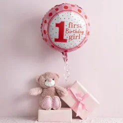 Foil Balloon 18" 1st Birthday Girl Pink (45cmD)