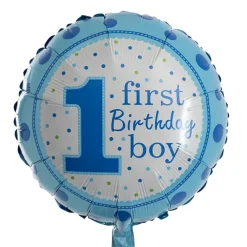 Foil Balloon 18" 1st Birthday Boy Blue (45cmD)